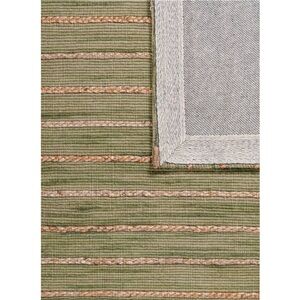Mona Collection Accent Rug, 20" x 32", Green Jaquered Jute Mat